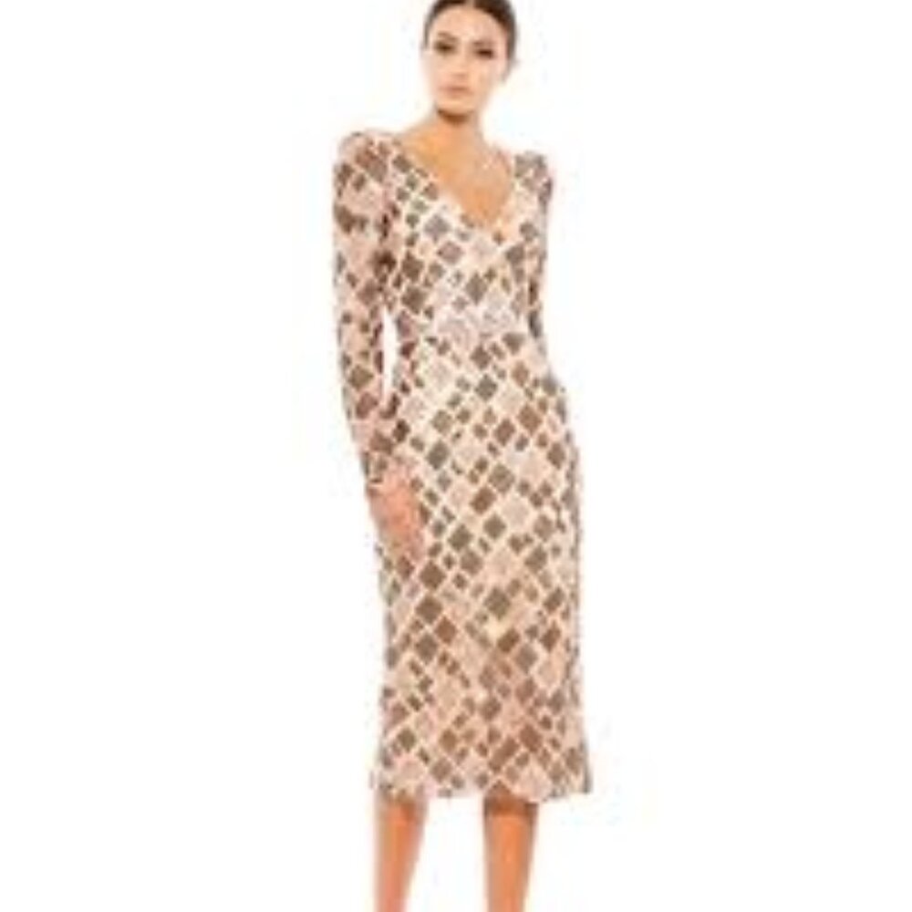Mac Duggal Multicolor Sequin Midi Dress - Picture 2 of 9